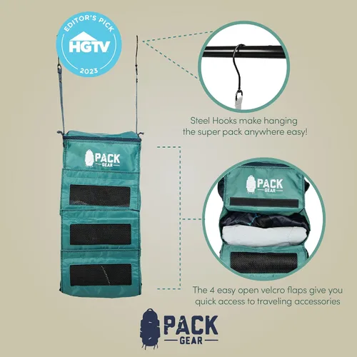 Vista 7 de Pack Gear Organizador de equipaje colgante nuestro inserto de armario de mano cabe fácilmente en el interior - Nuestro organizador de equipaje