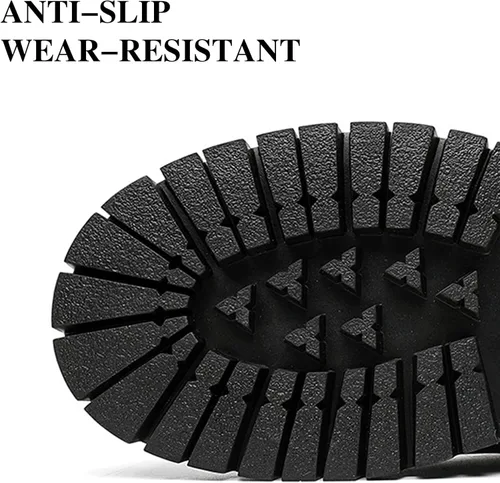Vista 6 de Botas de combate con plataforma de charol negro para hombre, puntera ancha, con cordones, suela con cremallera lateral, antideslizantes, botas