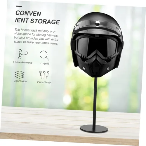 Vista 3 de INOOMP Estante de almacenamiento resistente para cascos, 1 unidad de montaje en pared, diseño elegante y práctico para la organización del hogar,