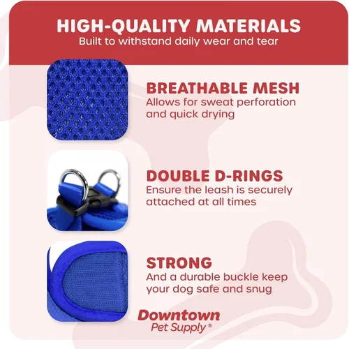 Vista 164 de Downtown Pet Supply Arnés para perro Step-in – Sin tirones, malla acolchada ajustable con ribete reflectante, correa de hebilla segura – Arnés