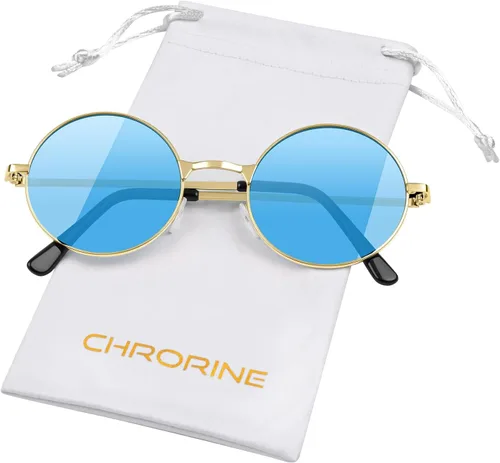Vista 7 de CHRORINE Gafas de sol hippie redondas de los años 70, lentes retro para mujeres y hombres, accesorio de fiesta, festival, moda, gafas de sol vintage