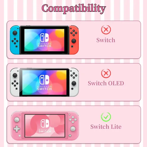 Vista 6 de HYPERCASE Pink Carrying Case for Nintendo Switch Lite, Shockproof Protective Hard Travel Shell with 8 Game Card Slots, Adjustable Shoulder Strap and