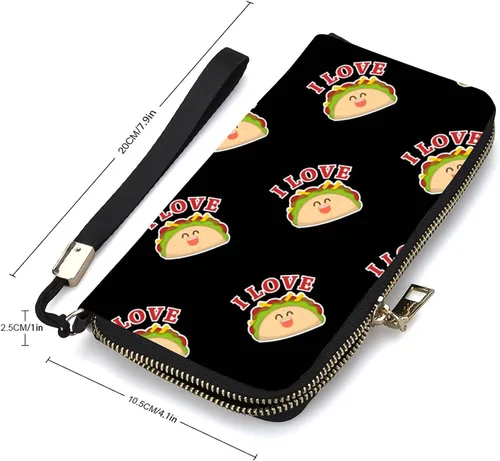 Vista 2 de I Love Tacos - Cartera larga para hombre con tarjetero con cremallera y bolsillo para monedas