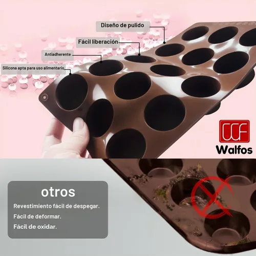 Vista 4 de Moldes de silicona para bombas de grasa Walfos, molde de silicona para dulces Walfos, molde redondo de 15 cavidades - Perfecto para bombas de grasa