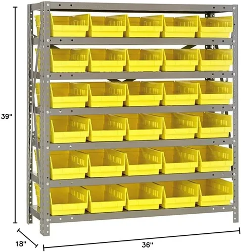 Vista 178 de Quantum QSBU-245BK Heavy Duty Shelving Unit with (7) Shelves and (24) QUS245 Black Bins for Garage Warehouse Storage Distribution 400 lb Load