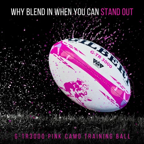 Vista 4 de Gilbert G-TR3000 - Pelota de entrenamiento de rugby de camuflaje rosa