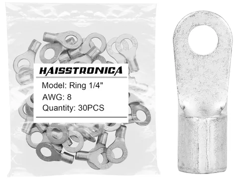 Vista 32 de haisstronica 30 terminales de horquilla de 1/4 "AWG 8 sin aislamiento