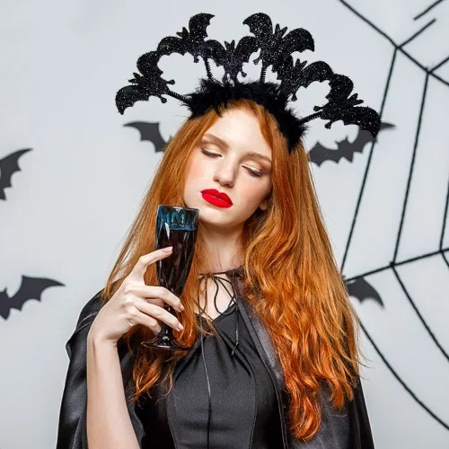 Vista 5 de 3 diademas de murciélago negro de Halloween + 3 diademas de araña, tocado de Halloween, cosplay, fiesta, accesorio para adultos, niños, mujeres