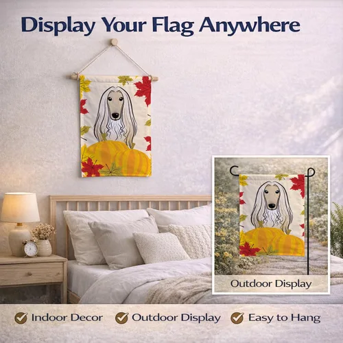 Vista 7 de Caroline's Treasures BB2050GF - Bandera decorativa para jardín de Acción de Gracias con sabueso afgano para patio exterior, jardín, jardín