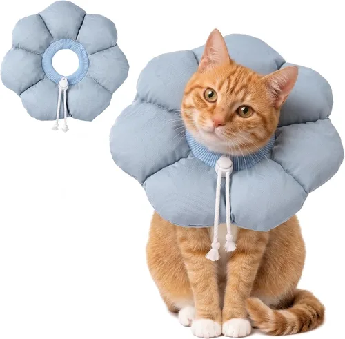 Vista 10 de Avont Soft Cat Cone S Apricot Post-Surgery Anti-Lick Ajustable Albaricoque