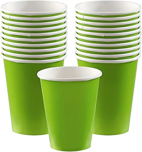 Vista 19 de Vibrantes vasos de papel morados (paquete de 20) – 9 onzas – Perfecto para fiestas, reuniones, picnics y uso doméstico