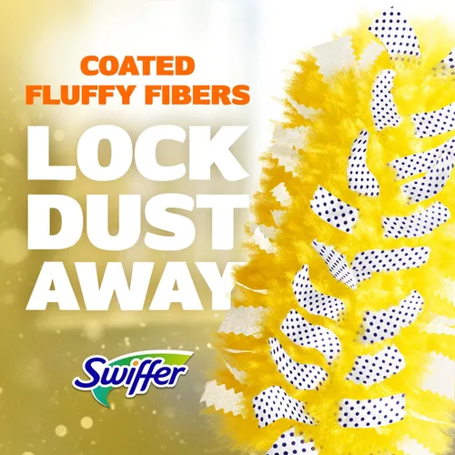Vista 10 de Swiffer Kit de plumero con mango súper extensible de 6 pies, kit de inicio resistente con 8 repuestos, aroma a limón