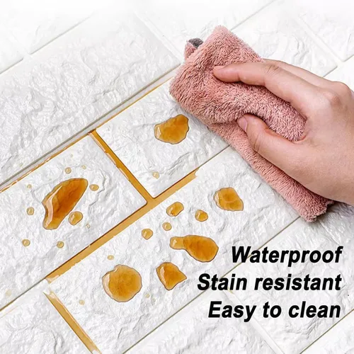 Vista 3 de Papel tapiz de ladrillo 3D blanco para despegar y pegar, paneles de pared autoadhesivos de espuma XPE, para dormitorio, sala de estar, cocina