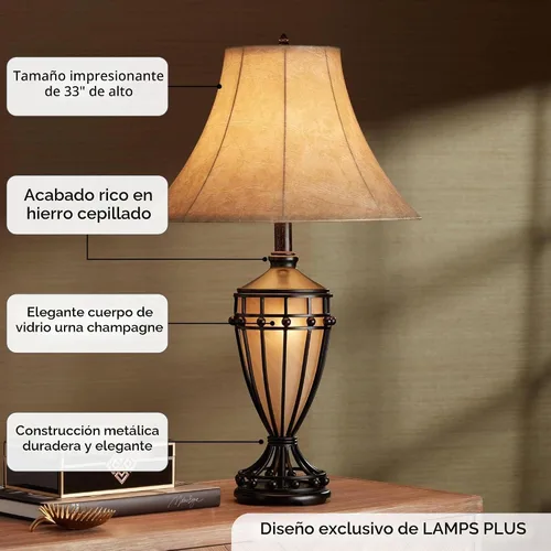 Vista 3 de Cardiff 33" Large Table Lamp Night Light Iron Bronze Brown Urn