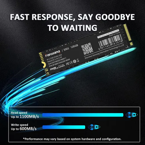 Vista 4 de fanxiang S501 128GB NVMe SSD 3D NAND1.3 PCIe Gen3x4 M.2 2280 Unidad interna de estado sólido (velocidad de lectura de hasta 1,100 MB/s) compatible