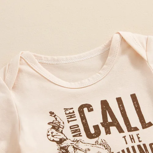 Vista 4 de SAYOO Body Occidental para Bebés Niñas y Niños, Ropa de Vaquero Country Vaquera Divertido Adorable Creeper de Una Pieza Body para Bebés