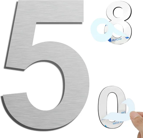 Vista 20 de Números de casa autoadhesivos – Números de puerta de acero inoxidable de 6 pulgadas para exteriores – Número de casa grande y moderno, número