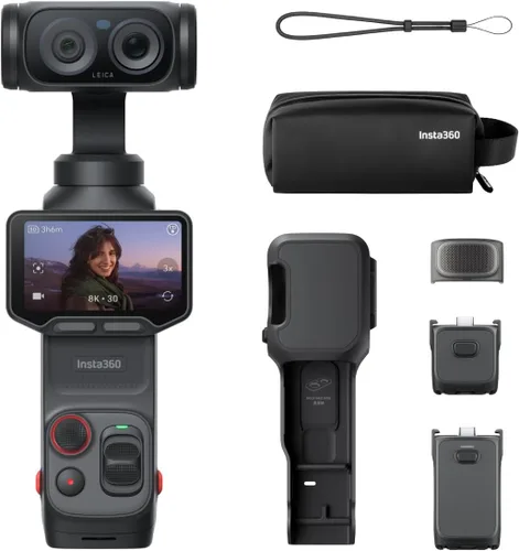 Vista 14 de Insta360 Luna Ultra Creator Bundle - Cámara de vlogging de 8K con lentes Leica duales, zoom de 12 ×, sensor de 1 pulgada, pantalla táctil negro