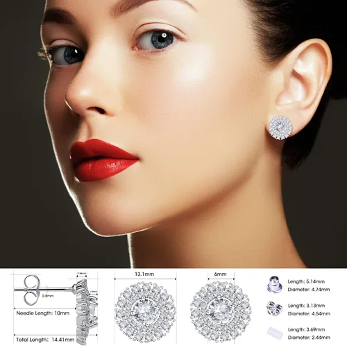 Vista 3 de Pendientes de tuerca sagrados para niñasmujeres, aretes de boda de oro plateado para damas de honor