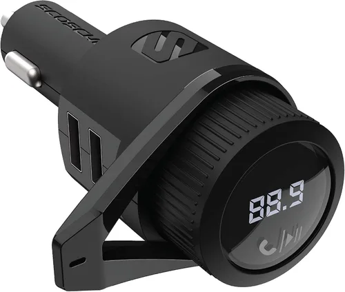 Vista 11 de Scosche BTFM3 BTFREQ Kit universal de manos libres Bluetooth para coche con transmisor FM digital y cargador de coche USB de 10 W, color negro XL