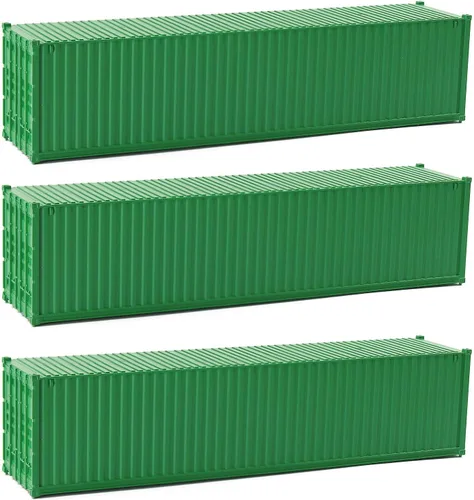 Vista 17 de 3pcs HO Escala sin decorar 40 ' (pies) Contenedores de envío 1:87 Deep Bule acanalado Side Container C8740DB