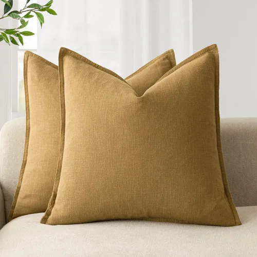 Vista 65 de Foindtower Juego de 2, Fundas Decorativas de Almohada de Lino Sólido Suaves Fundas de Cojín Europeo de Acento Estilo Granja Neutral para Silla Sofá