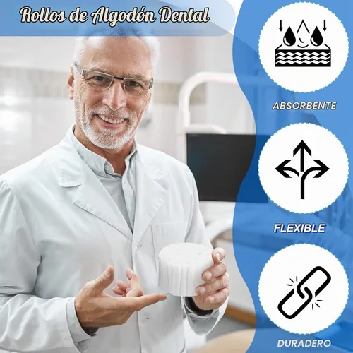 Vista 3 de 1000 rollos de gasa dental, almohadillas de algodón, buenas, tapones absorbentes para la nariz, rollos de algodón dental, bolas de hisopos