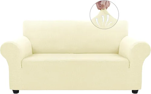 Vista 24 de Asnomy Fundas de sofá para sofá de 2 cojines, fundas elásticas para sofá biplaza, protector de mascotas, fundas de muebles para perros y gatos, tela