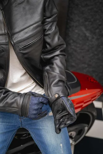 Vista 9 de Vance Leather Chaqueta Racer de cuero prémium con rejillas de ventilación para hombre