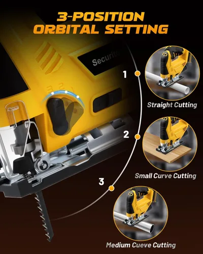 Vista 5 de Sierra de calar inalámbrica compatible con batería Dewalt de 20 V MAX, 6 velocidades variables, 4 ajustes orbitales, ángulo biselado (0 ° - 45 °)