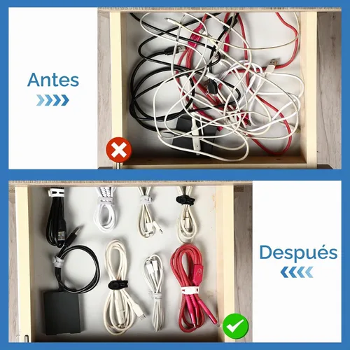 Vista 6 de Tellegloww 42 piezas de bridas de cable de silicona reutilizables, correas de cordón elásticas multiusos para agrupar y sujetar auriculares