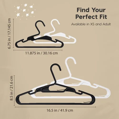Vista 2 de IRIS USA Paquete de 50 perchas ligeras y flexibles para adultos, fabricadas Negro