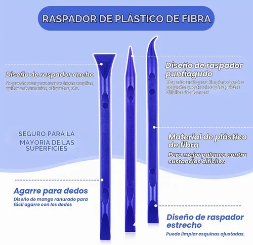 Vista 2 de Herramienta Raspadora de Plástico de 9 Piezas Sin Rayones para Limpieza de Grietas Removedor de Calcomanías Herramienta Multipropósito Raspadores