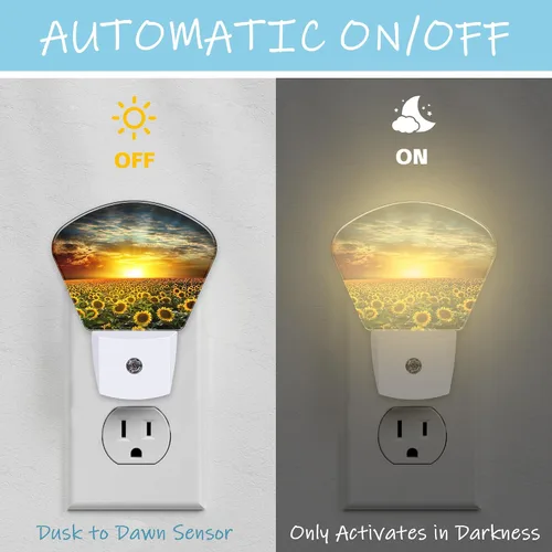 Vista 2 de Luz nocturna hermosa puesta de sol enchufable LED con sensor de atardecer a amanecer, lámpara de noche suave, adecuada para el hogar, dormitorio