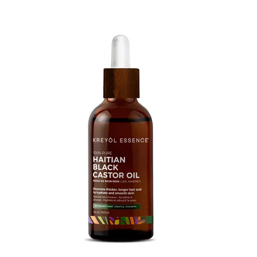 Vista 2 de Kreyol Essence - Aceite de ricino negro haitiano – Dúo de menta y romero, 2 onzas líquidas y 3.4 onzas líquidas