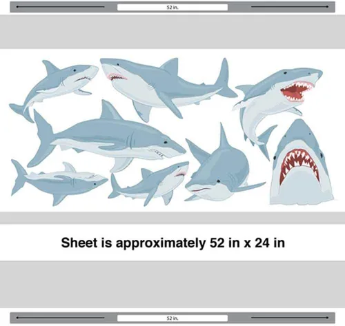 Vista 2 de SHARK calcomanía decorativo para pared Set – Calcomanía de tiburón por chromantics