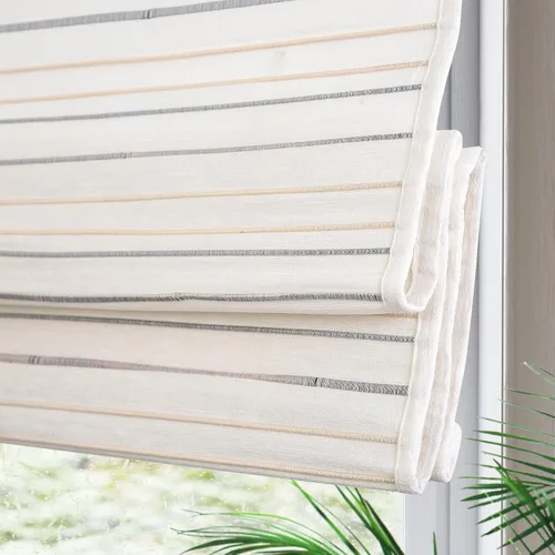 Vista 19 de Yin Yang Persianas romanas de bambú opacas sin cables, elegantes persianas romanas de madera tejida natural con cenefa de 6 pulgadas de alto