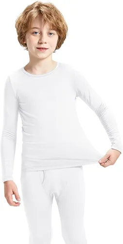 Vista 3 de MRIGNT Ropa interior térmica para niños, conjunto de pantalones largos térmicos con camisa y pantalones