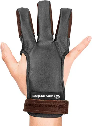 Vista 7 de Guante de tiro con arco – Lengüeta de tres dedos con protector de dedo de cuero duradero para arcos recurvos y largos – Protector cómodo