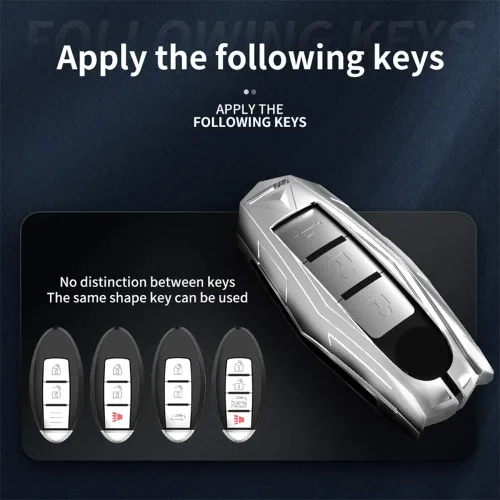 Vista 2 de Funda para llavero de automóvil Nissan, compatible con Nissan Rogue Maxima Altima Seda Pathfinder Infiniti Q50 QX56 M35 Q70 Smart Keyless Entre Key