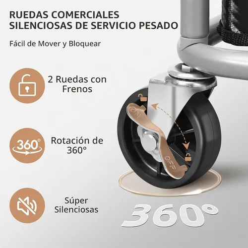 Vista 5 de STORAGE MANIAC - Carrito de lavandería comercial con ruedas 420L, marco de acero resistente, cesta de lavandería rodante con gran capacidad, bolsa