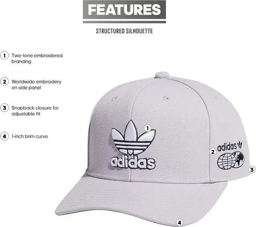 Vista 2 de adidas Originals Sombrero de ajuste ajustable estructurado moderno para hombre