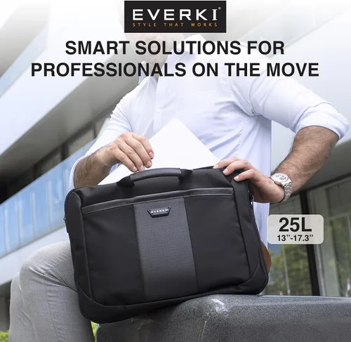 Vista 7 de EVERKI Versa - Maletín para laptop para hombres y mujeres, color negro - 17.3 pulgadas Premium Leather Ballistic Nylon, Heavy-Duty