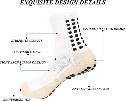 Vista 2 de fjberrtsat Calcetines de fútbol para hombre, antideslizantes, atléticos, antideslizantes, antideslizantes, para baloncesto, deportes, calcetines