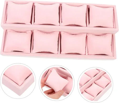 Vista 5 de USHOBE 3pcs Display Tray Jewellery Velour Jewelry Tray Jewelry Organizer Clear Cajas Organizadoras Jewelry Storage Organizer Jewlery Tray 2 Tier