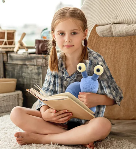 Vista 7 de DolliBu Caracol de peluche – Caracol azul de ojos grandes y abrazable, adorable juguete de peluche para jugar, lindo regalo de vida silvestre