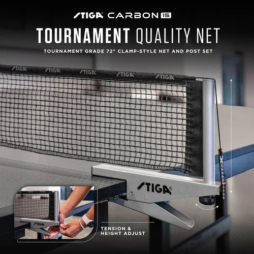 Vista 3 de STIGA Carbon Series Indoor Table Tennis Table with 15mm - 18mm Performance Top, QuickPlay Assembly, Built-in Ball Storage, Foldable Playback Mode &