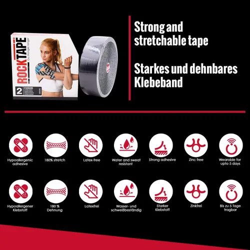 Vista 9 de Rocktape Cinta de kinesiología a granel sin cortar, rollo continuo (el embalaje puede variar)