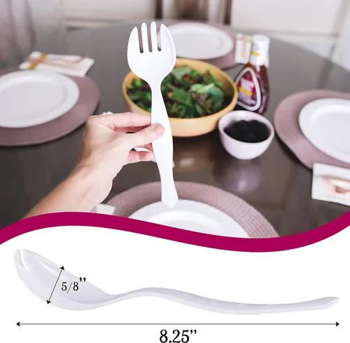 Vista 8 de Plasticpro Tenedores desechables de plástico duraderos y resistentes, utensilios de servir de primera calidad, color blanco, paquete de 12