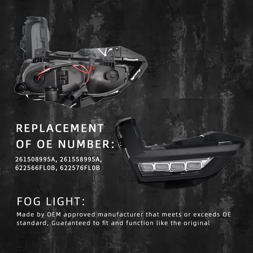 Vista 4 de Luces antiniebla LED para parachoques de Nissan Rogue 2017-2020 con DRL e intermitentes